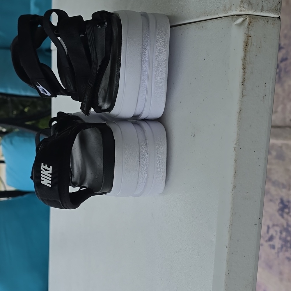 Nike Black and White Strappy Sandals